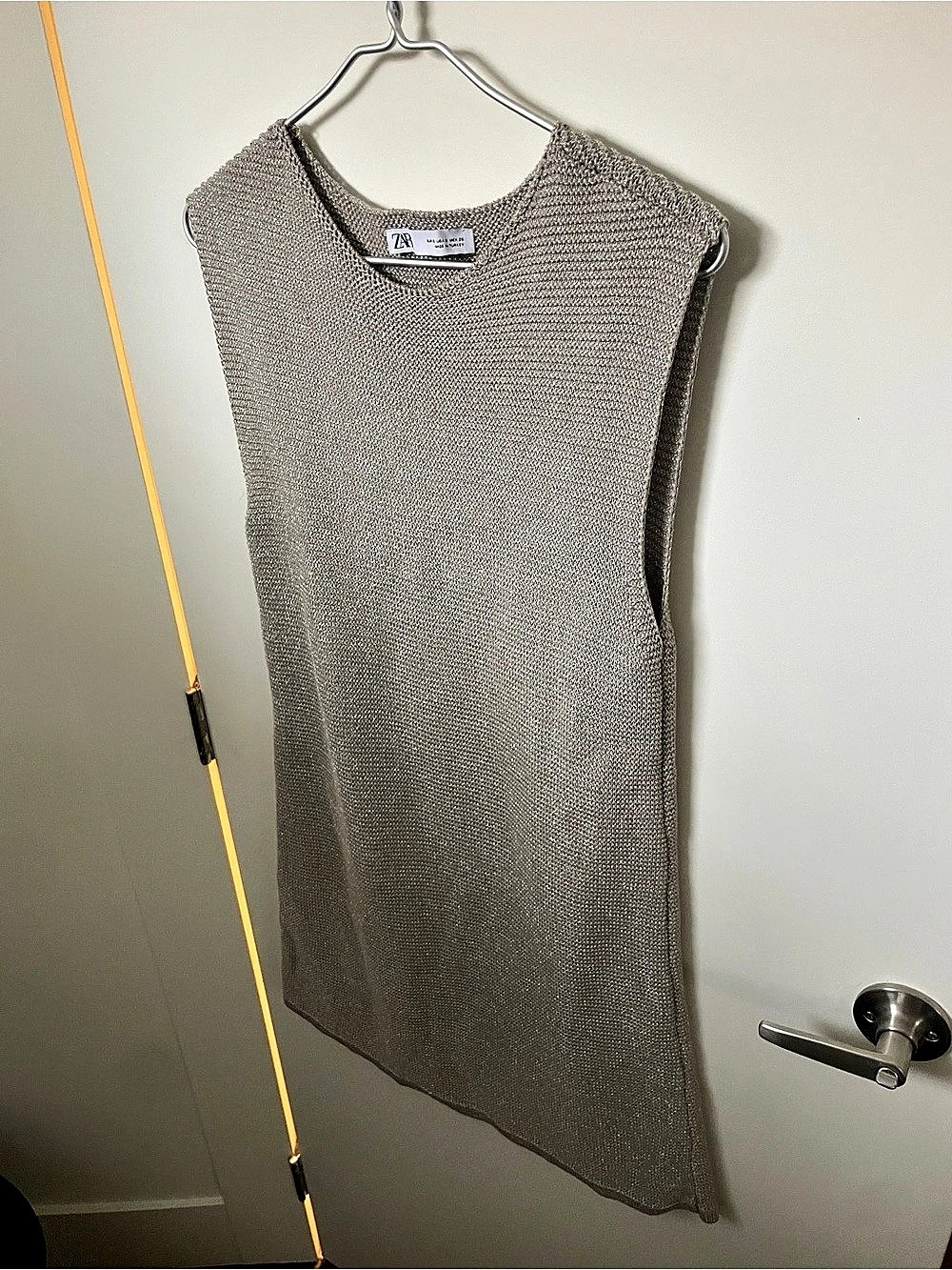 Zara Knit Mini Dress metallic taupe. Size Medium Like New
